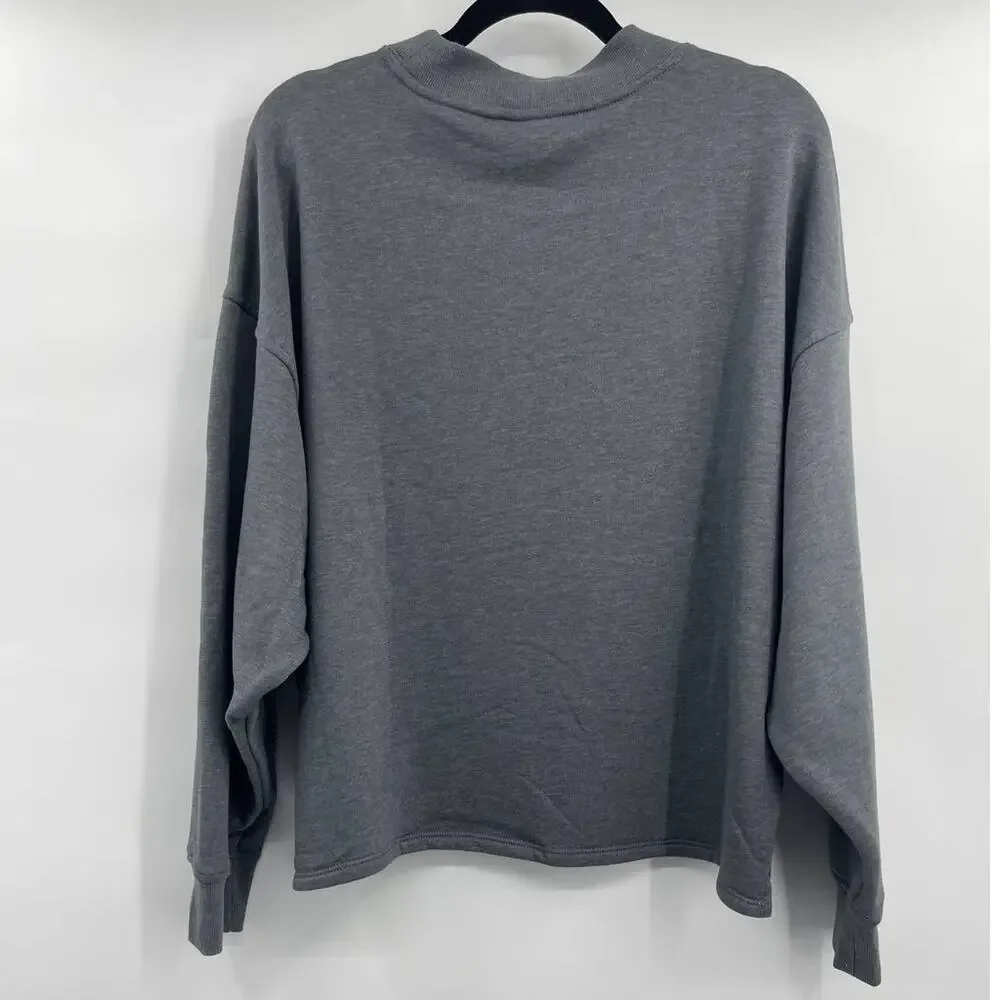 Old Navy Womens Long Sleeve Gray Relaxed Fit Sweatshirt Sweater Pocket XL NEW